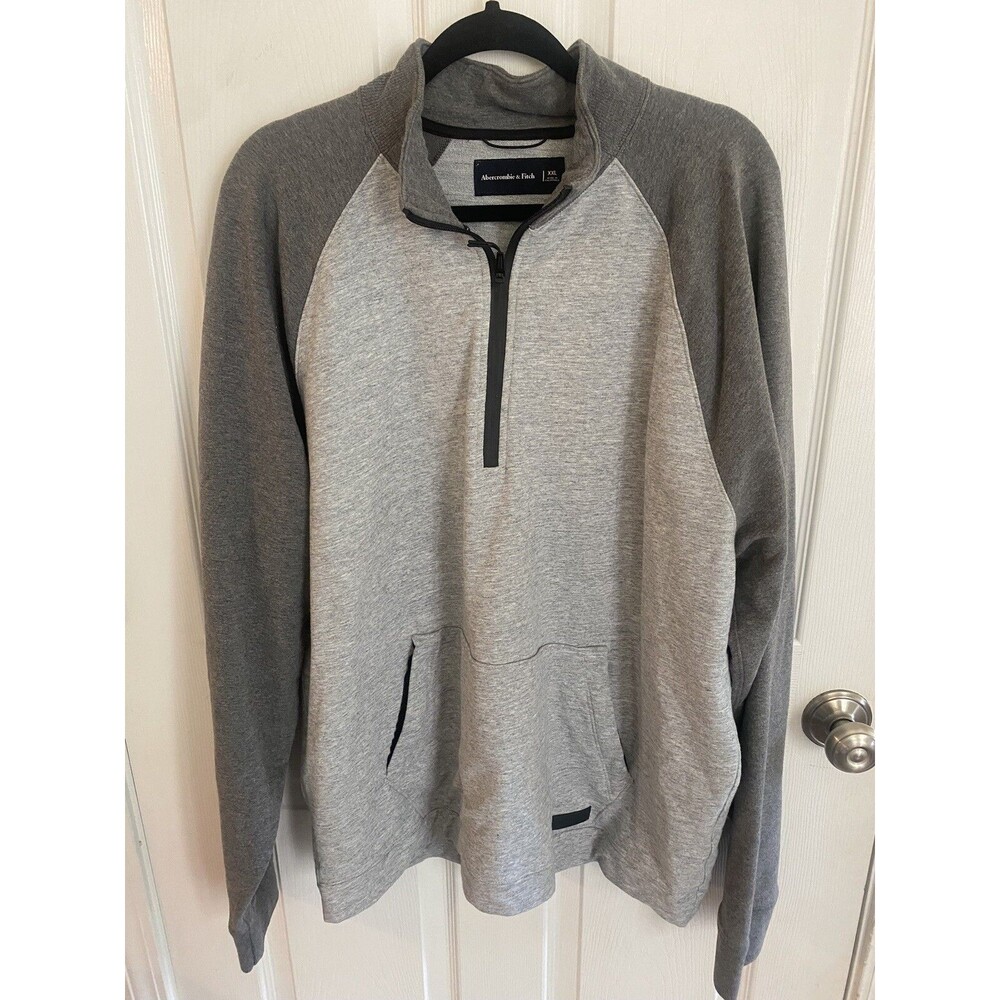 Abercrombie & Fitch Sweater Adult 2XL XXL Gray  Sweatshirt Mens 1/4 Zip